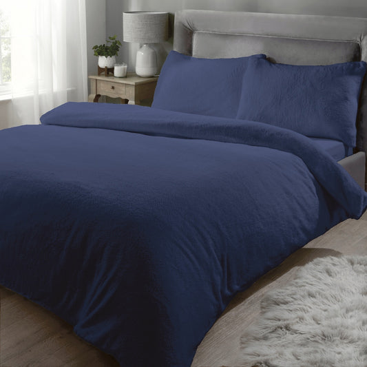 Teddy Fleece Duvet Set - Navy