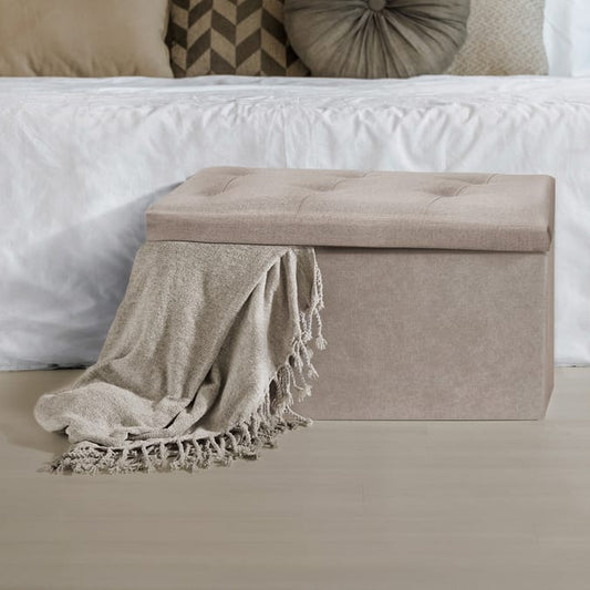 Large Polylinen Ottoman Storage Bench