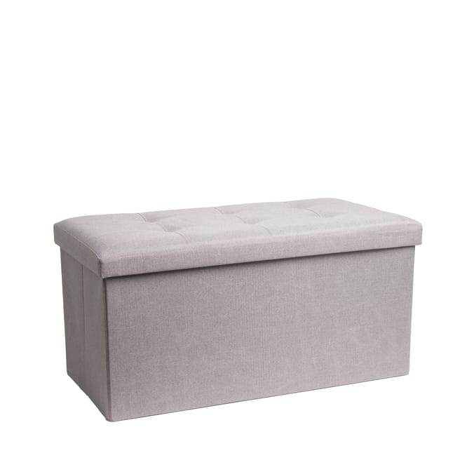 Large Poly Linen Ottoman - Light Grey