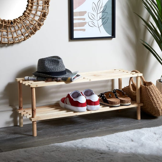 2 Tier Wooden Shoe Rack