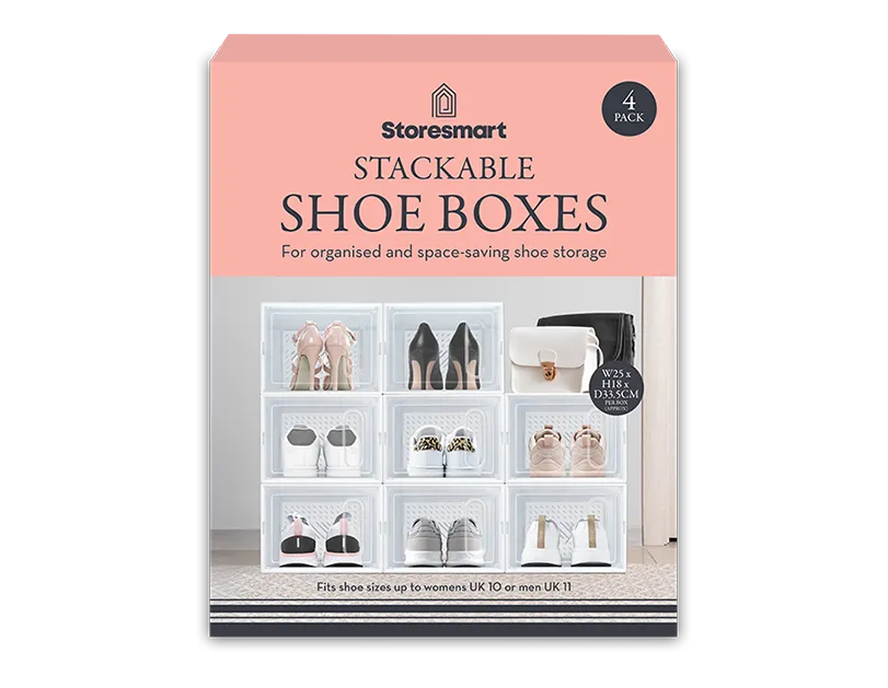 Stackable Shoe Boxes – 4 Pack