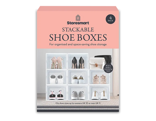 Stackable Shoe Boxes – 4 Pack