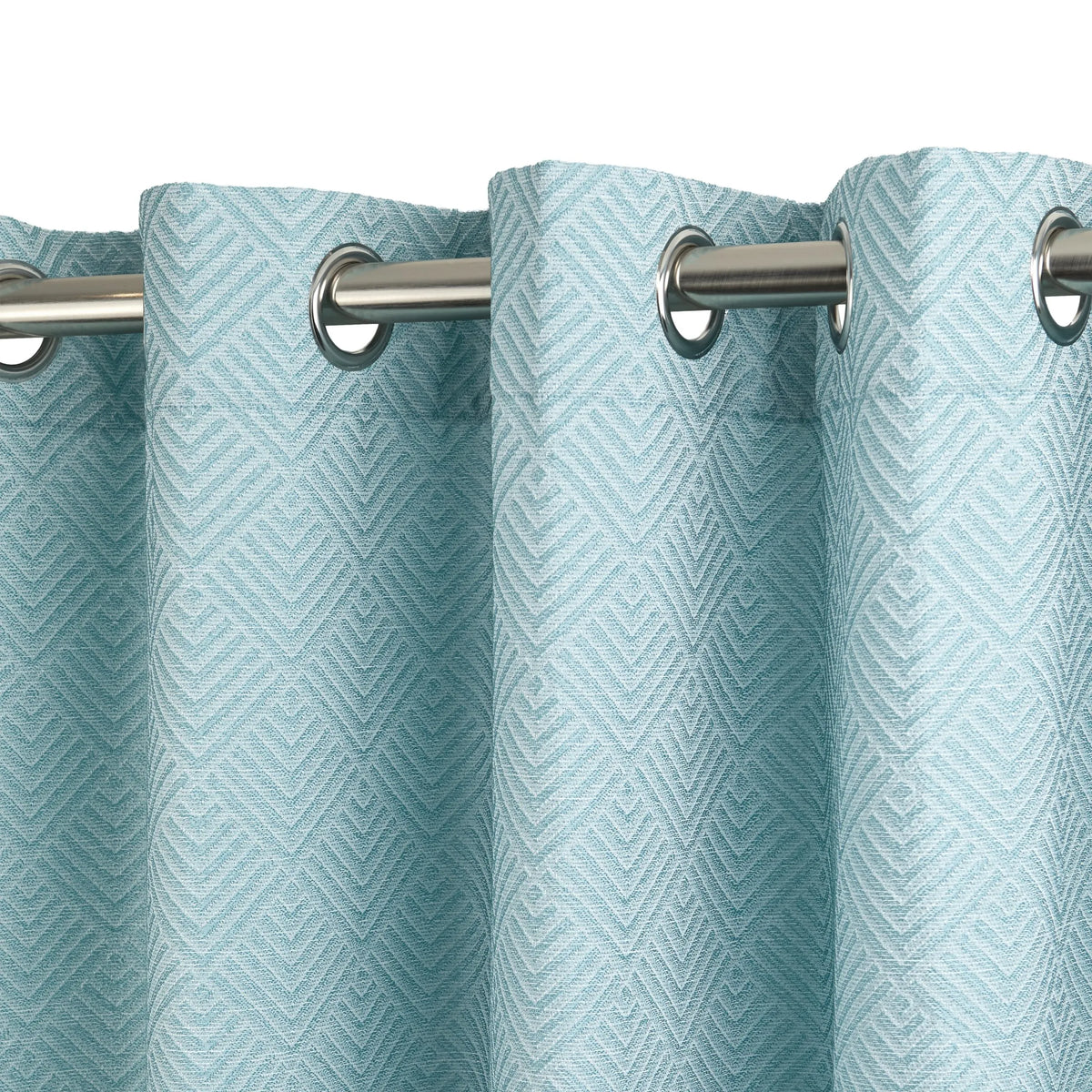 Jacquard Blackout Eyelet Curtains – Duck Egg – 66" x 90" (168x229cm)