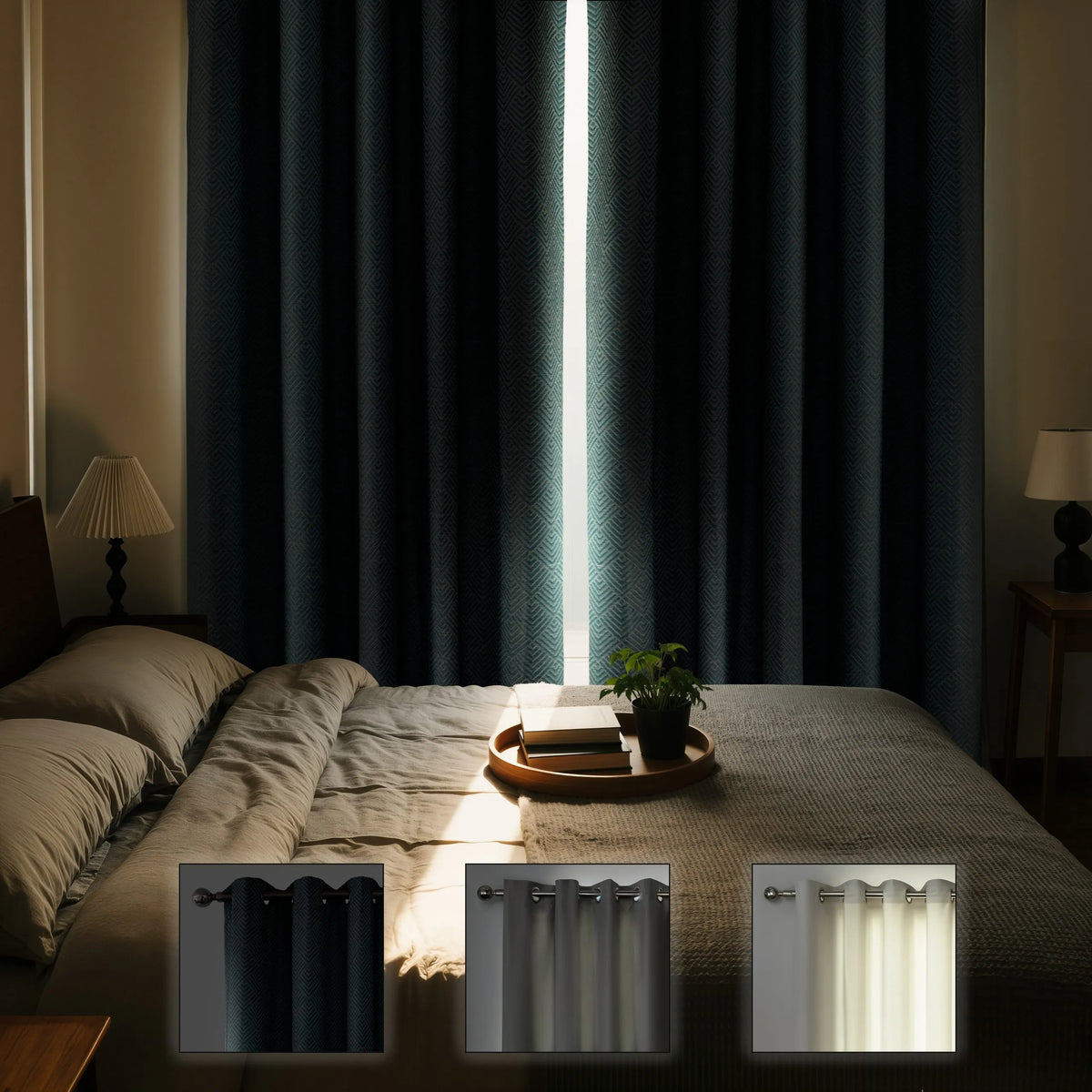 Jacquard Blackout Eyelet Curtains – Duck Egg – 66" x 90" (168x229cm)