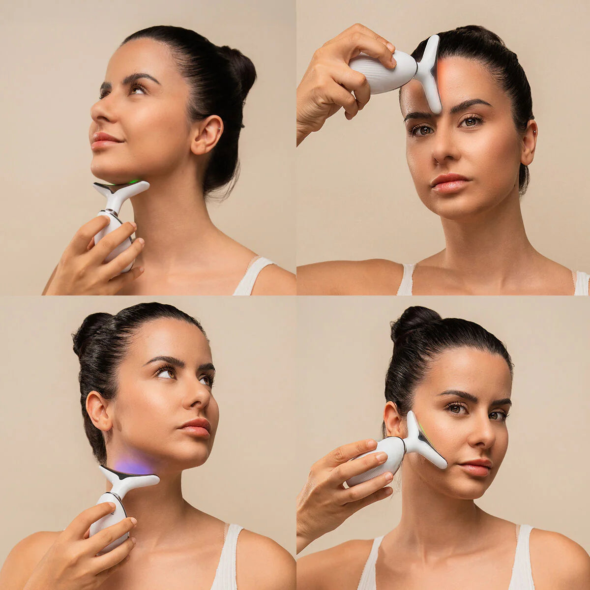 Electric Facial Firming Massager for Face and Neck with LED, EMS, and Heat Selora