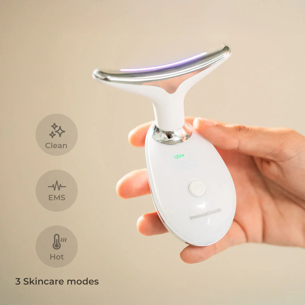Electric Facial Firming Massager for Face and Neck with LED, EMS, and Heat Selora