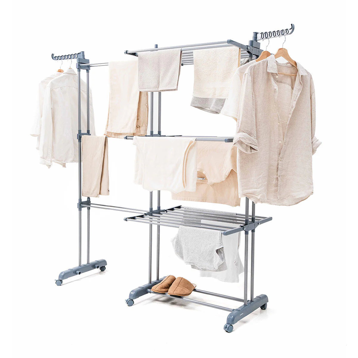 Foldable Vertical Extendable Clothes Drying Rack with Wheels XL