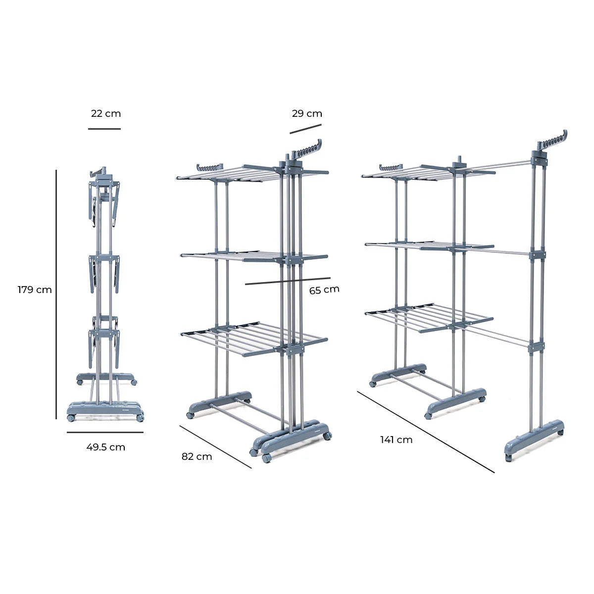 Foldable Vertical Extendable Clothes Drying Rack with Wheels XL