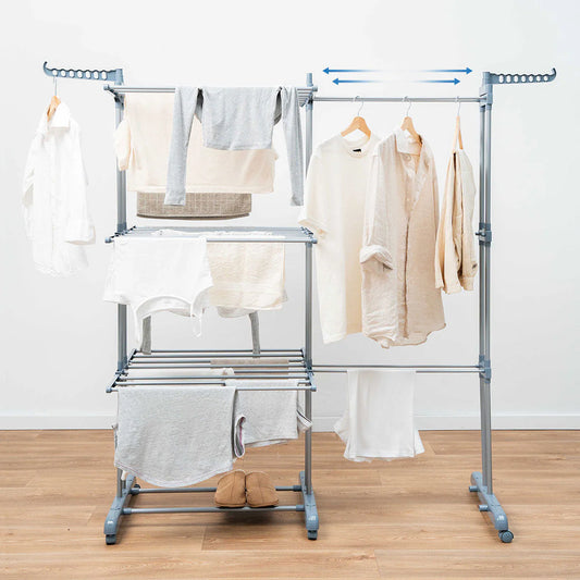 Foldable Vertical Extendable Clothes Drying Rack with Wheels XL