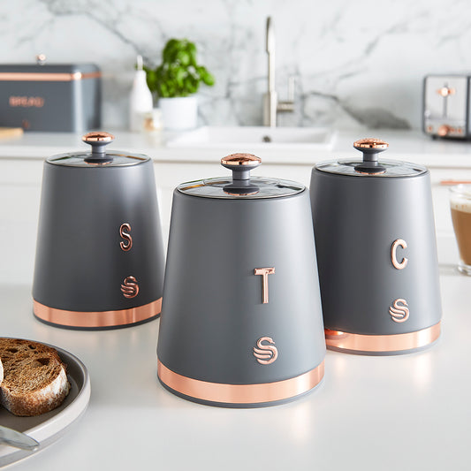 Swan Trio Storage Canister Set - Rose Gold