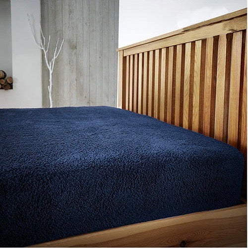 Teddy Fleece Fitted Sheet - Navy Blue
