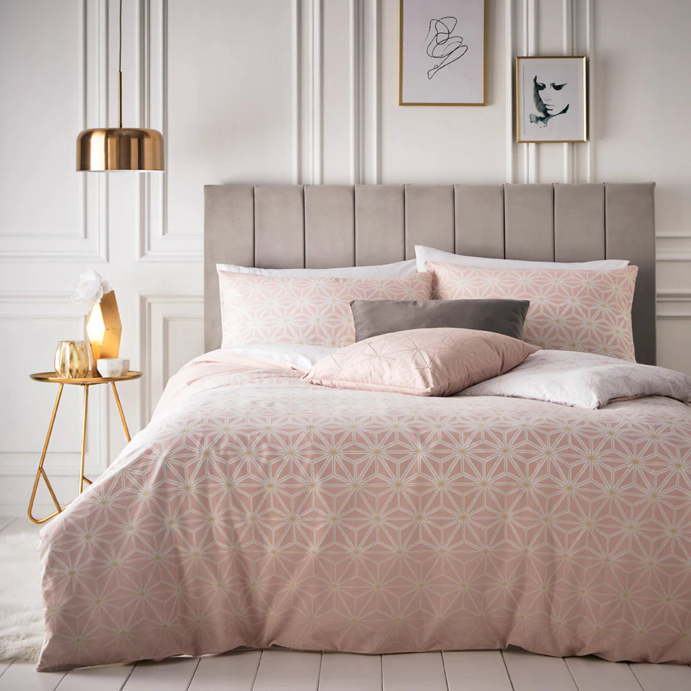 Tessellate Pink Geometric Duvet Set