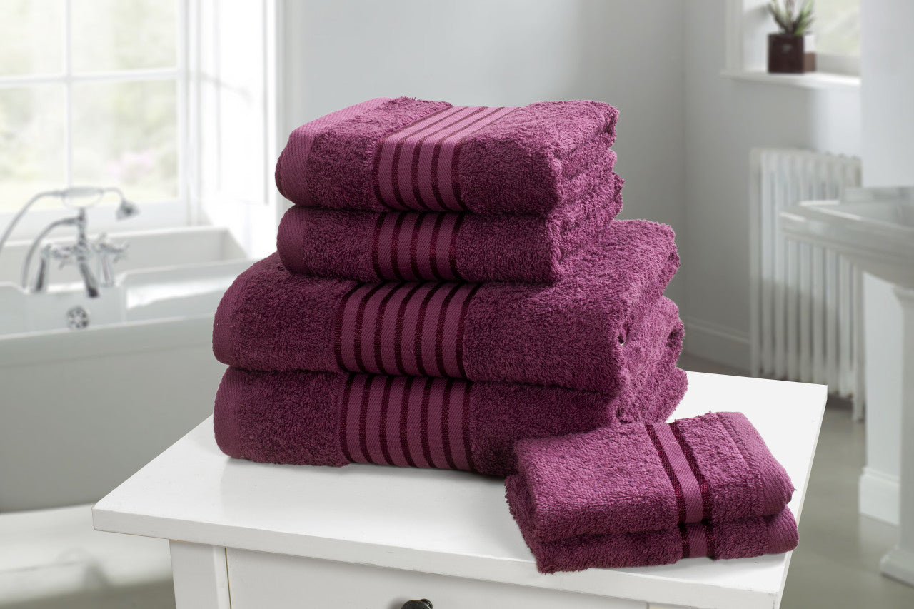 Luxury Feel 6 Piece Towel Bale - Plum