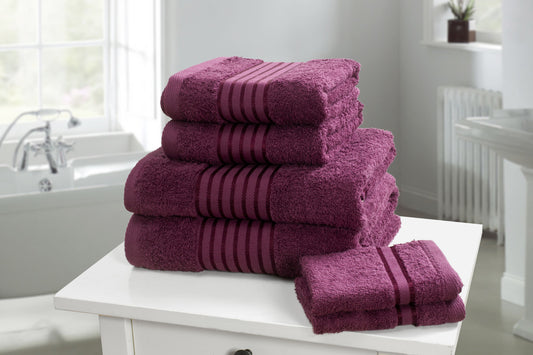 Luxury Feel 6 Piece Towel Bale - Plum