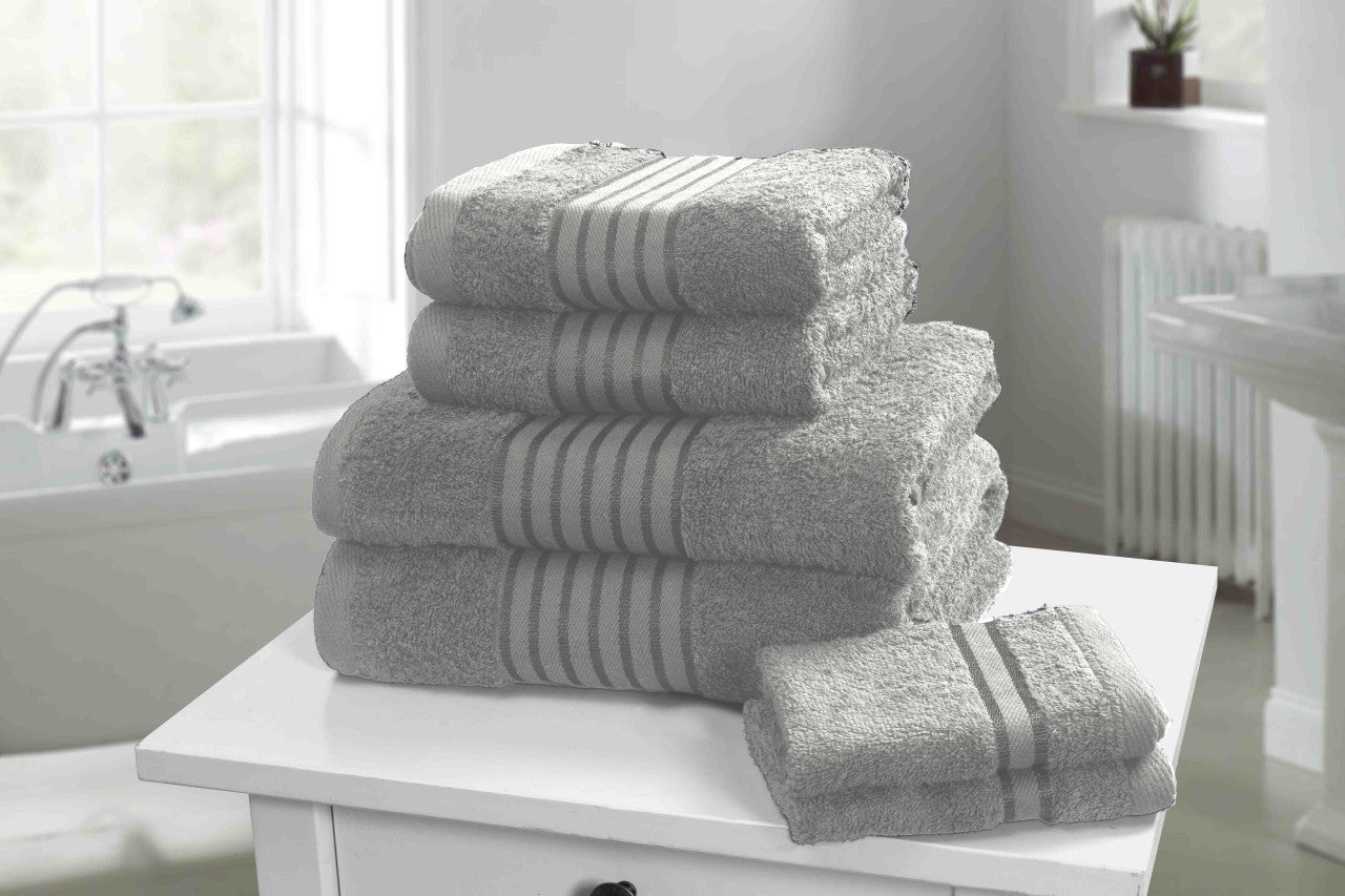 Luxury Feel 6 Piece Towel Bale - Silver