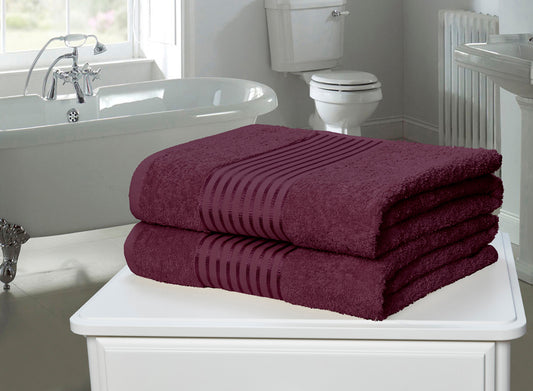 Luxury Feel 2 Piece - Bath Sheets - Plum