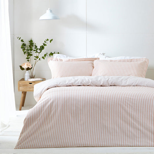 The Linen Yard - Blush Mélange Stripe Duvet Set