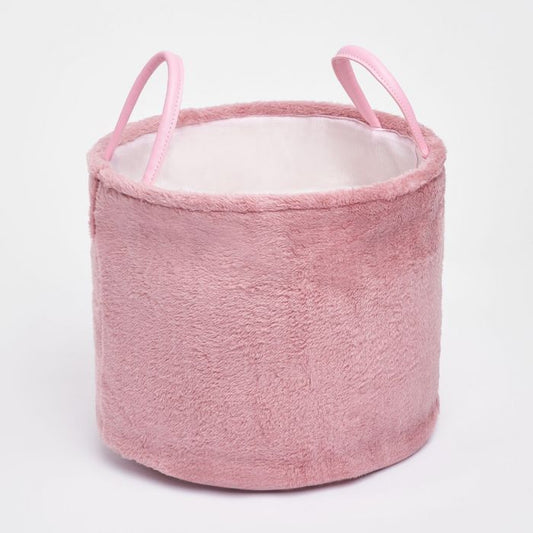 Storage Basket - Teddy Fleece Pink
